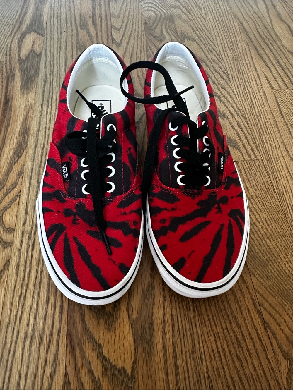 Vans Red and Black Tie-Dye lace Canvas Sneakers